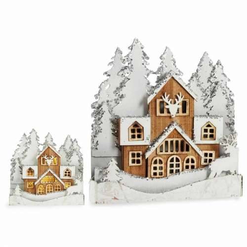 Ukrasna figura Svjetlo Selo Bijela Smeđa Drvo 44 x 43 x 6 cm (4 kom.) Cijena