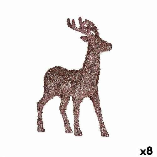 Ukrasna figura Božićni sobovi Šljokice Roza zlatan Plastika 15 x 45 x 30 cm (8 kom.) Cijena