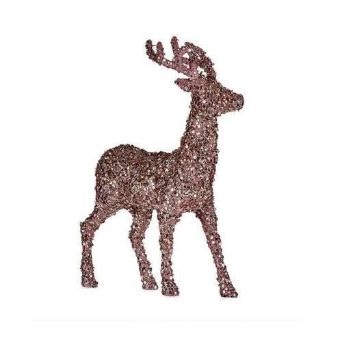Ukrasna figura Božićni sobovi Šljokice Roza zlatan Plastika 15 x 45 x 30 cm (8 kom.) Cijena