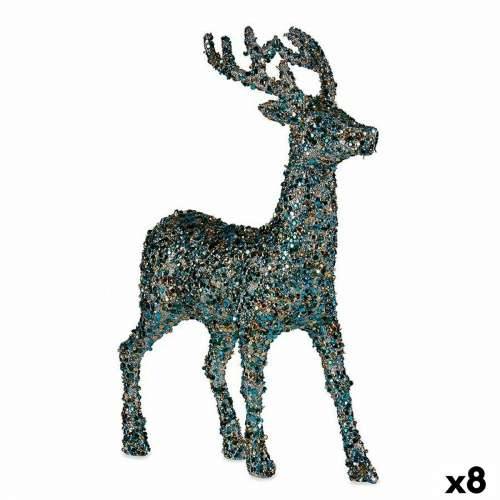 Ukrasna figura Božićni sobovi Šljokice Plava zlatan Plastika 15 x 45 x 30 cm (8 kom.) Cijena