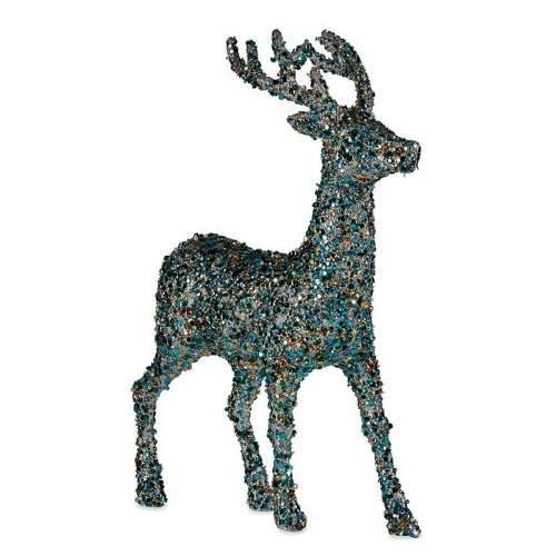 Ukrasna figura Božićni sobovi Šljokice Plava zlatan Plastika 15 x 45 x 30 cm (8 kom.) Cijena