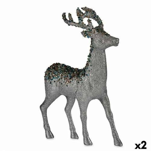Ukrasna figura Božićni sobovi Srebrna Plastika 15 x 45 x 30 cm (2 kom.) Cijena