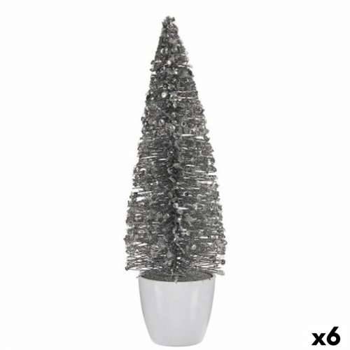 Ukrasna figura Pom de Crăciun Bijela Srebrna Plastika 10 x 33 x 10 cm (6 kom.) Cijena