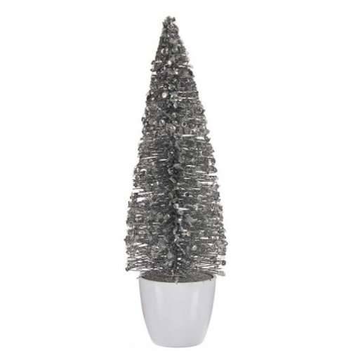 Ukrasna figura Pom de Crăciun Bijela Srebrna Plastika 10 x 33 x 10 cm (6 kom.) Cijena