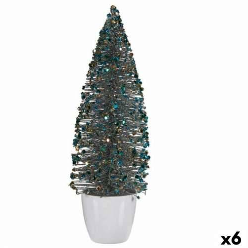Ukrasna figura Pom de Crăciun Plava zlatan Plastika 10 x 33 x 10 cm (6 kom.) Cijena