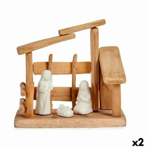 Božićne jaslice Bijela Prirodno Drvo Keramika 18 x 17 x 8 cm (2 kom.) Cijena