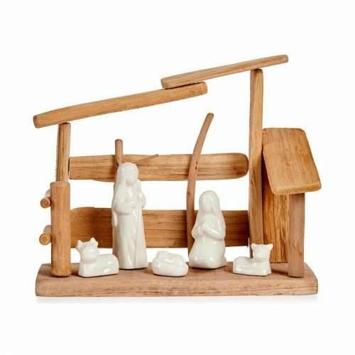 Božićne jaslice Bijela Prirodno Drvo Keramika 10 x 21 x 25 cm (2 kom.) Cijena