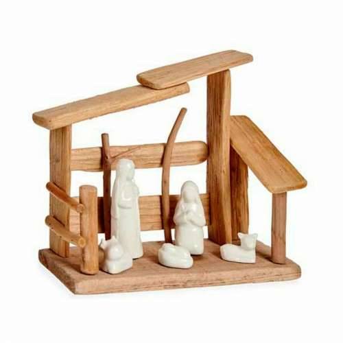 Božićne jaslice Bijela Prirodno Drvo Keramika 10 x 21 x 25 cm (2 kom.) Cijena