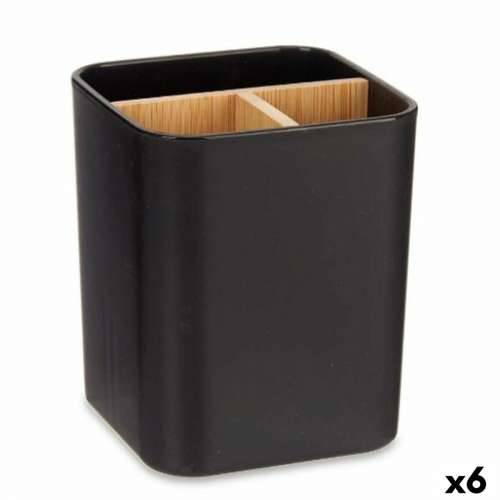 Držač četkica za zube Berilo B9041-BLACK Crna Bambus polipropilen 9 x 11 x 9 cm (6 kom.) Cijena