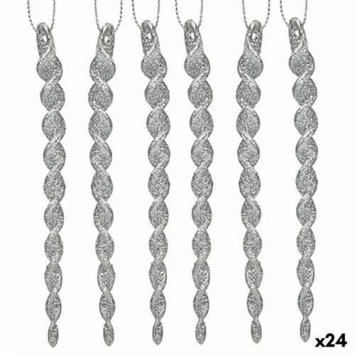 Božićni ukras Srebrna Plastika Šljokice 13,5 x 1 x 5,5 cm (24 kom.) Cijena