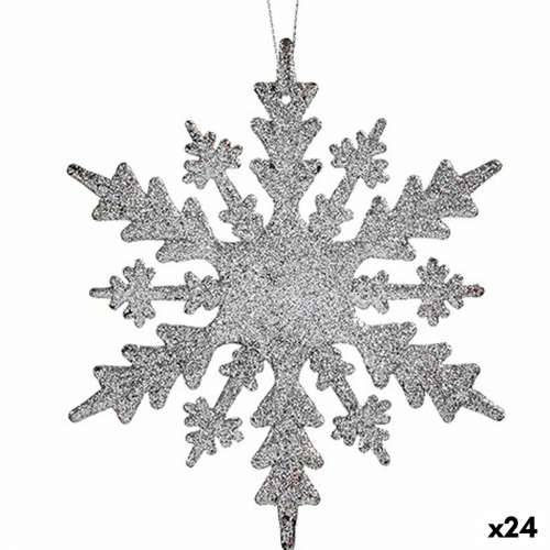 Božićni ukras Sniježne pahuljice Srebrna Plastika Šljokice 15 x 15 x 0,2 cm (24 kom.) Cijena