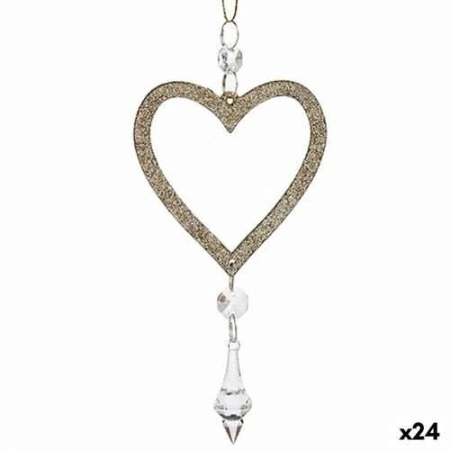 Božićni ukras Srce champagne Plastika Šljokice 9 x 16 x 2 cm (24 kom.) Cijena