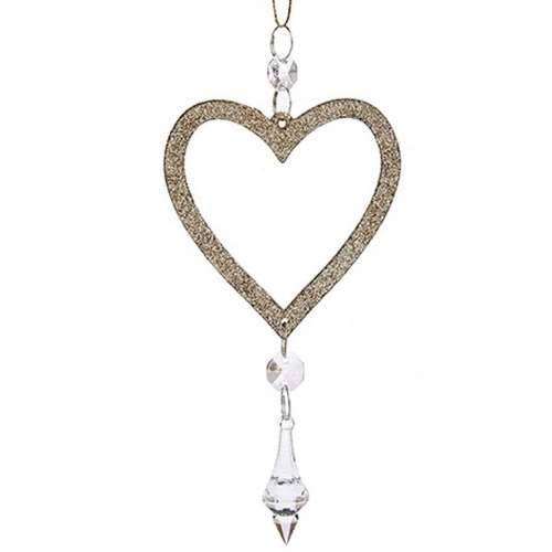 Božićni ukras Srce champagne Plastika Šljokice 9 x 16 x 2 cm (24 kom.) Cijena