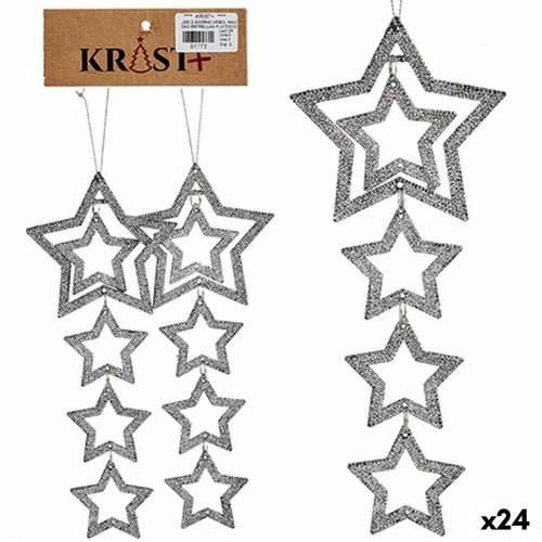 Set Božićnih Ukrasa Srebrna Plastika Šljokice Zvijezda 19 x 0,2 x 23 cm (24 kom.) Cijena
