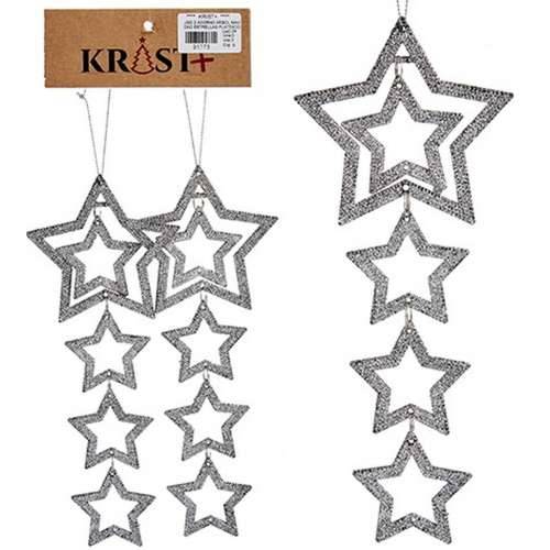 Set Božićnih Ukrasa Srebrna Plastika Šljokice Zvijezda 19 x 0,2 x 23 cm (24 kom.) Cijena