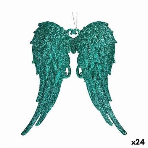 Božićni ukras Krila Anđela Zelena Plastika Šljokice 13 x 14,5 x 2,5 cm (24 kom.) Cijena