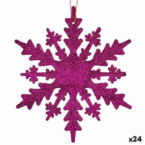 Božićni ukras Sniježne pahuljice Fuksija Plastika Šljokice 15 x 15 x 0,2 cm (24 kom.) Cijena