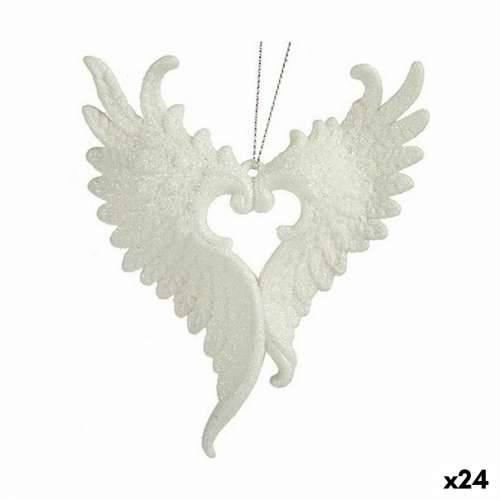 Božićni ukras Krila Anđela Bijela Plastika Šljokice 12 x 13 x 2,5 cm (24 kom.) Cijena