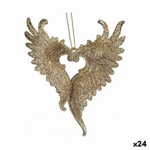 Božićni ukras Krila Anđela champagne Plastika Šljokice 12 x 13 x 2,5 cm (24 kom.) Cijena
