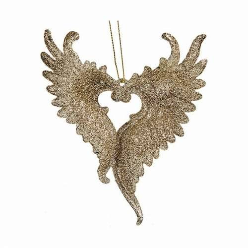 Božićni ukras Krila Anđela champagne Plastika Šljokice 12 x 13 x 2,5 cm (24 kom.) Cijena