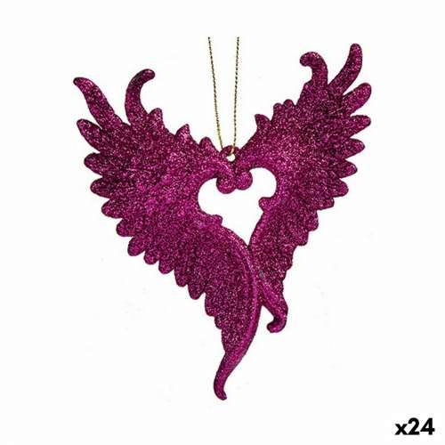 Božićni ukras Krila Anđela Fuksija Plastika Šljokice 12 x 13 x 2,5 cm (24 kom.) Cijena