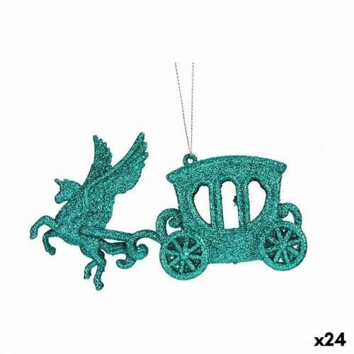 Božićni ukras Čarobna Kočija Zelena Plastika Šljokice 15 x 8,5 x 4,5 cm (24 kom.) Cijena