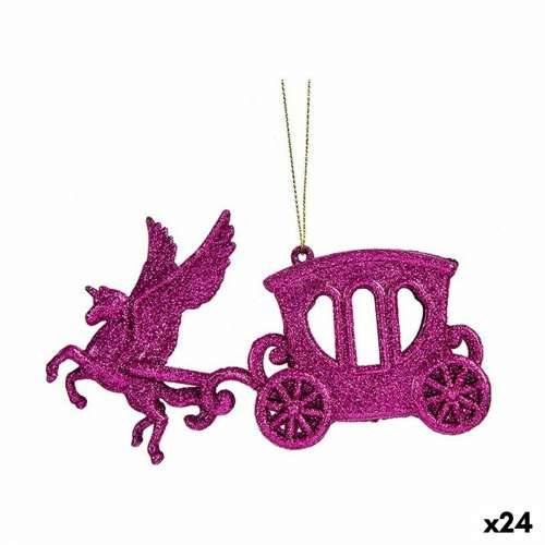 Božićni ukras Čarobna Kočija Fuksija Plastika Šljokice 15 x 8,5 x 4,5 cm (24 kom.) Cijena