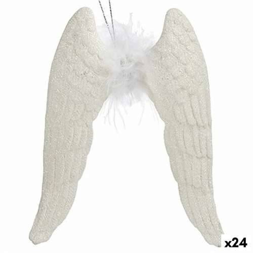 Božićni ukras Krila Anđela Bijela Plastika Šljokice 12,5 x 15 x 2,5 cm (24 kom.) Cijena