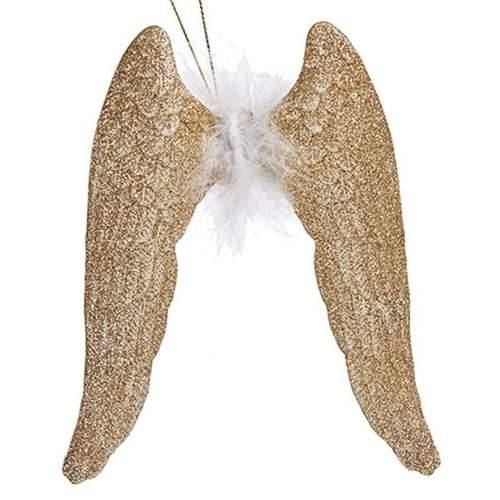 Božićni ukras Krila Anđela champagne Plastika Šljokice 12,5 x 15 x 2,5 cm (24 kom.) Cijena