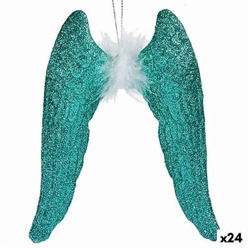Božićni ukras Krila Anđela Zelena Plastika Šljokice 12,5 x 15 x 2,5 cm (24 kom.) Cijena