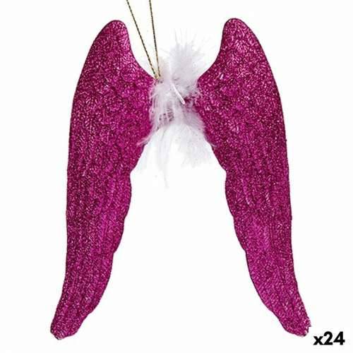 Božićni ukras Krila Anđela Fuksija Plastika Šljokice 12,5 x 15 x 2,5 cm (24 kom.) Cijena