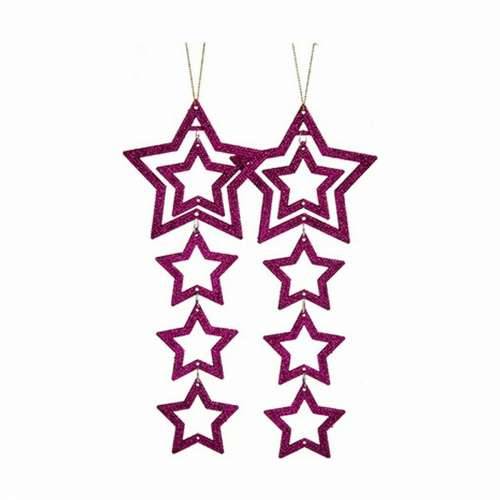 Set Božićnih Ukrasa Zvijezda Fuksija 19 x 0,2 x 23 cm (24 kom.) Cijena