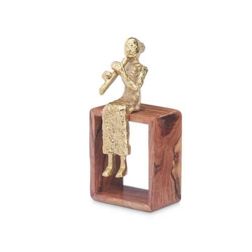 Ukrasna figura Flauta s Kljunom Smeđa Drvo Metal 13 x 27 x 13 cm Cijena