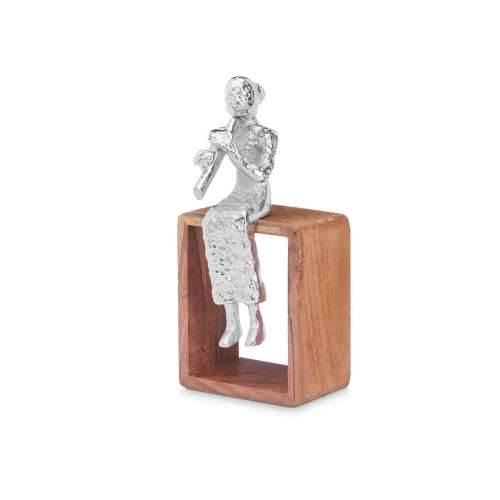 Ukrasna figura Flauta s Kljunom Srebrna Drvo Metal 13 x 27 x 13 cm Cijena
