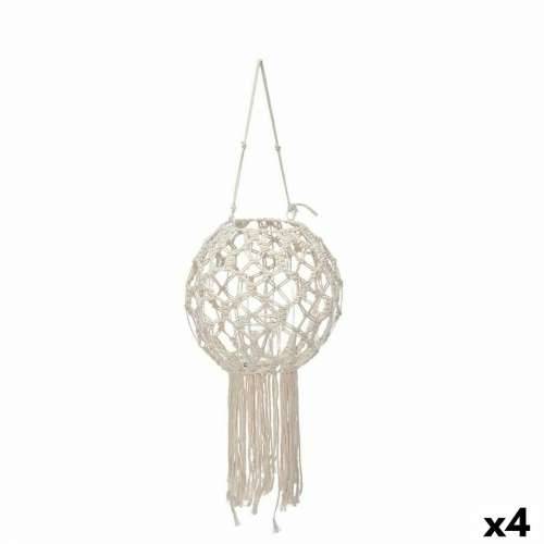 Svijećnjak makrame Bijela Pamuk 25 x 27 x 25 cm (4 kom.) Cijena
