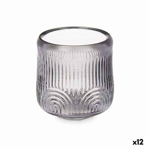 Svijećnjak Crte Siva Kristal 9 x 9,5 x 9 cm (12 kom.) Cijena