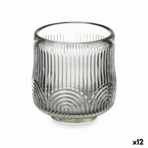 Svijećnjak Crte Siva Kristal 7,5 x 7,8 x 7,5 cm (12 kom.) Cijena