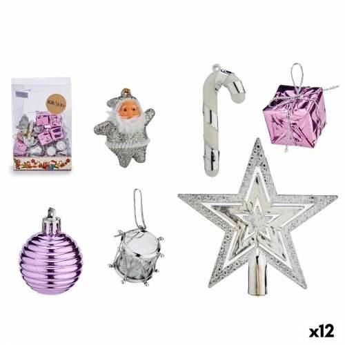 Set Božićnih Ukrasa Krist+ 95442 Vijoličasta Srebrna PVC (12 kom.) Cijena