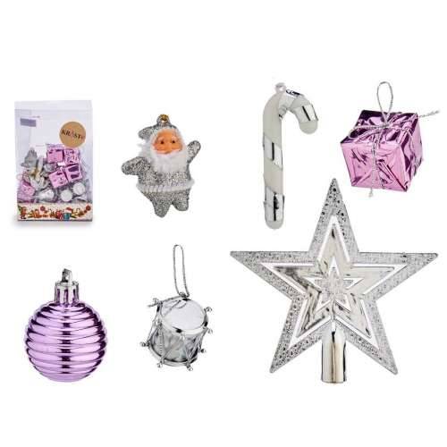 Set Božićnih Ukrasa Krist+ 95442 Vijoličasta Srebrna PVC (12 kom.) Cijena