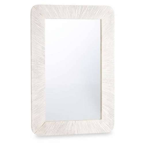 Zidno ogledalo 38 Bijela Smeđa Crte 90 x 60 x 2 cm Pravokutno Cijena