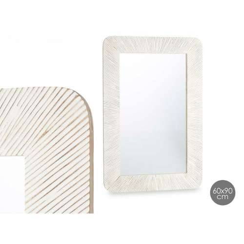 Zidno ogledalo 38 Bijela Smeđa Crte 90 x 60 x 2 cm Pravokutno Cijena