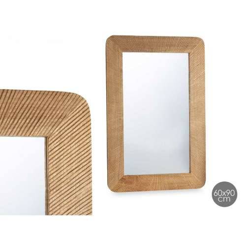 Zidno ogledalo 44 Smeđa Crte 90 x 60 x 2 cm Pravokutno Cijena