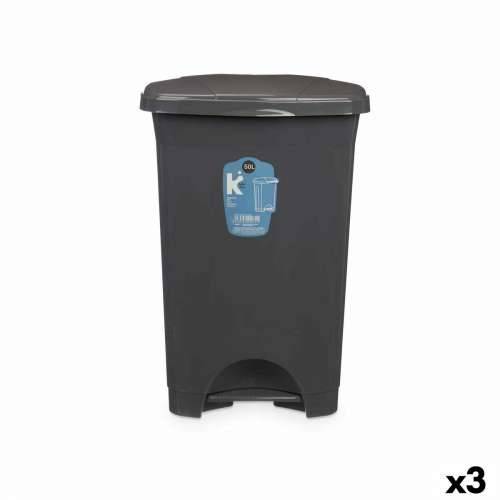 Koš za Papir na Pedalu Antracitna Plastika 50 L (3 kom.) Cijena
