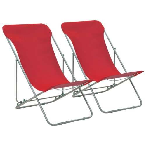 Sklopive stolice za plažu 2 kom čelik i tkanina Oxford crvene Cijena