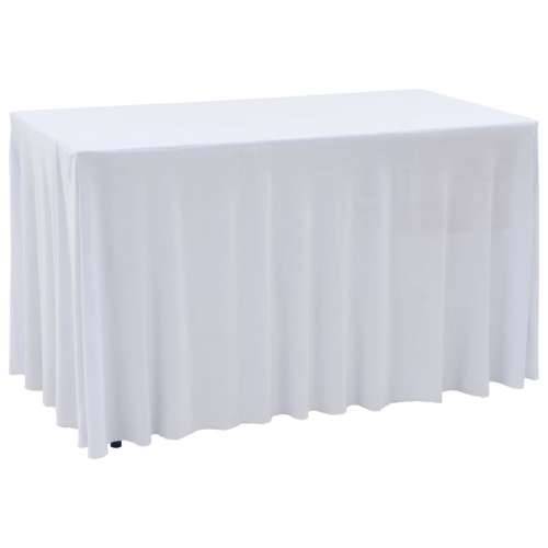 Rastezljive navlake za stol 2 kom duge 120 x 60,5 x 74 cm bijele