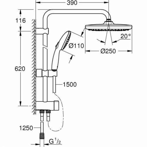 Stup za tuširanje Grohe Vitalio Start System 250 Silikon Cijena