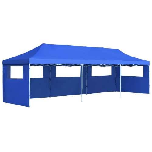 Sklopivi šator za zabave s 5 bočnih zidova 3 x 9 m plavi