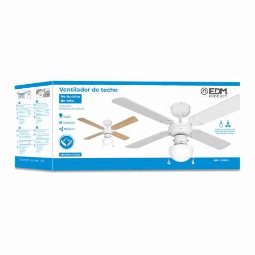 Stropni Ventilator sa Svjetlom EDM 33800 Caribe Bijela 50 W Cijena