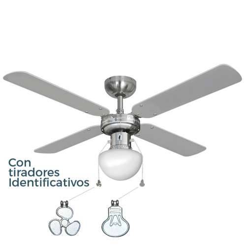 Stropni Ventilator sa Svjetlom EDM 33801 Caribe Srebrna 50 W Cijena