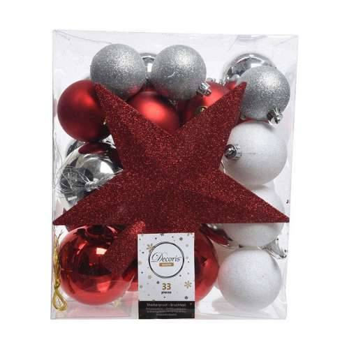 Globuri de Crăciun Decoris Rojo/Blanco 33 Dijelovi Cijena